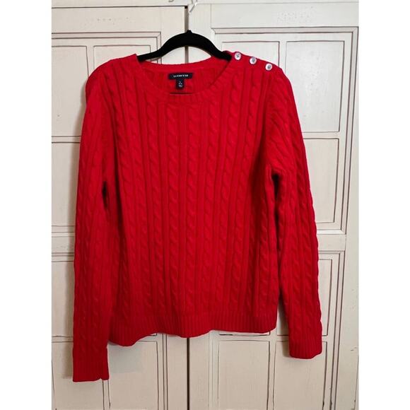 Land’s End size large red cable knit sweater - Picture 1 of 3